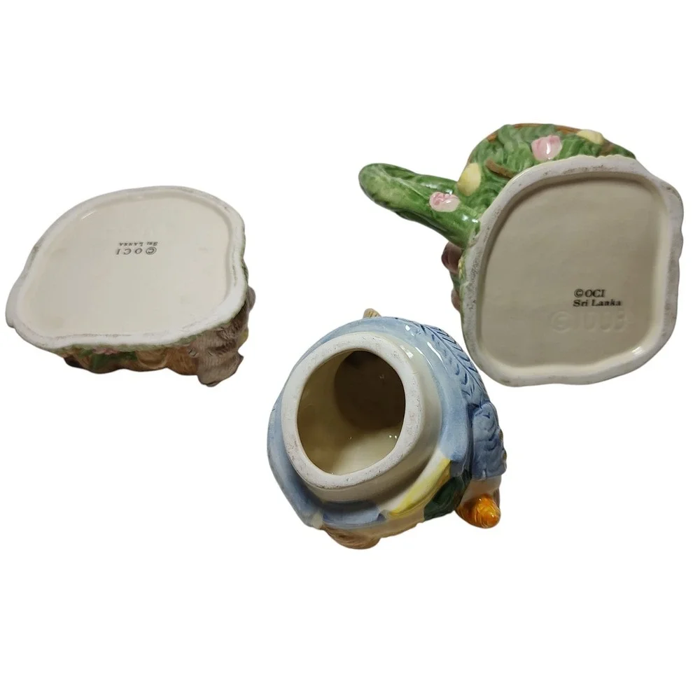 Fitz and Floyd Cream and Sugar Set Omnibus Grandma Grandpa Rabbits‎ 1993 READ
